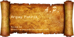 Argay Patrik névjegykártya